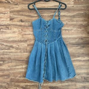 Denim flowy mini dress